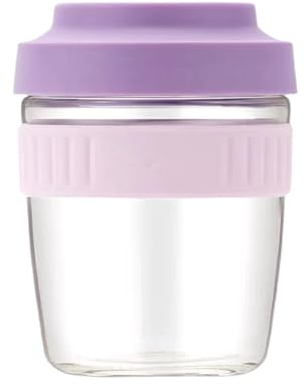 bainuote Müslibecher 480ml Joghurtbecher Auslaufsicherer Müsli To-Go Becher mit Löffel Salat To-Go-Becher Overnight Oats Becher Obstbehälter Lunchbox für Jogurt, Milch, Porridge, Nut, Lila