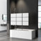 Duschwand für Badewanne 3-teilig Faltbar 140x140 cm Schwarz, Glas Klappbar Badewannenaufsatz mit Weiß Gestreift, Duschabtrennung für Badewanne aus 6mm Sicherheitsglas (ESG), Badewannenfaltwand