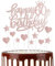 Happy 60th Birthday Cake Toppers, Rose Gold Cake Cupcake Toppers for Cake, Glitter Heart Stars Cake Toppers, Birthday Gift, Personalised Cake Toppers for Women Girls 60th Birthday Cake Decorations