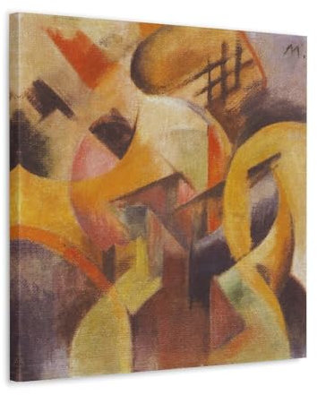 NeAFP Franz Marc Artwork – Kleine Komposition I Druckposter Wandkunst Bild Gemälde Leinwanddrucke Kunstwerke Schlafzimmer Wohnzimmer Dekor 60 x 60 cm