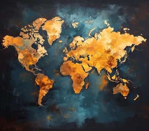 SonGxu Peinture par Numero Adulte Carte du monde,Kit Peinture Adulte Comprend des Peintures Acryliques et des Pinceaux,40x50cm,Sans Cadre