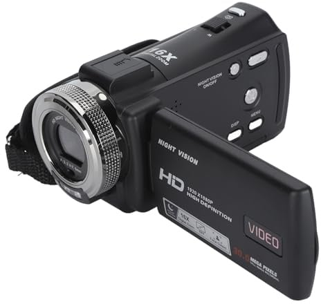 Naroote 1080P Videokamera-Recorder, Videokamera-Camcorder, Beauty-Funktion, Infrarot-Nachtsicht für Aufnahmen