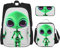 OUSIKA Grüner Alien-Rucksack, bedruckt, lässiger Tagesrucksack mit Lunchbox, Federmäppchen für Damen und Herren, Schwarz, Einheitsgröße, Schwarz , Einheitsgröße
