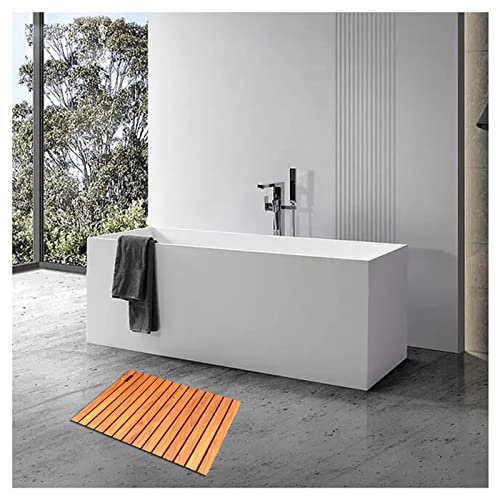 GHKFEJGDEN Wooden Shower Mat,Bamboo Bath Mat,Wooden Bath Mat,Non Slip Floor Matt for Indoor Or Outdoor Spa Sauna Kitchen Deco Bathroom Tub Mats Customizable,75x100cm/30x39in