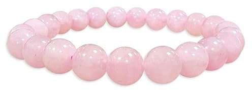 TENET - Bracciale a sfere di pietra vera naturale - (QUARZO ROSA, 8 mm)