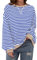 Timuspo Oversize Sweatshirt Pullover Damen Striped Color Block Baumwolle Bequeme Dünne Herbst Loose Fit Lang Ohne Kapuze Oberteile Teenager Mädchen Top Gestreiftes Blau M