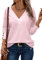 Dokotoo Chemisiers et Blouses Femme Automne T-Shirts à Manches Longues Chemise col V Blouse Chic et élégant Chemisier en Dentelle Tshirt Tops Rose M