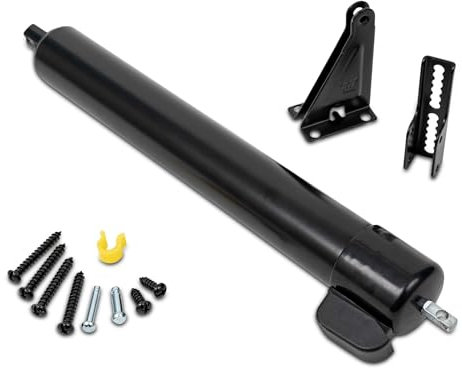 Ideal Security 9700 - Cierrapuertas neumático pesado Touch & Hold Storm y mosquitera para puertas de madera, aluminio y vinilo, cierre silencioso y suave, 11.5 pulgadas, negro