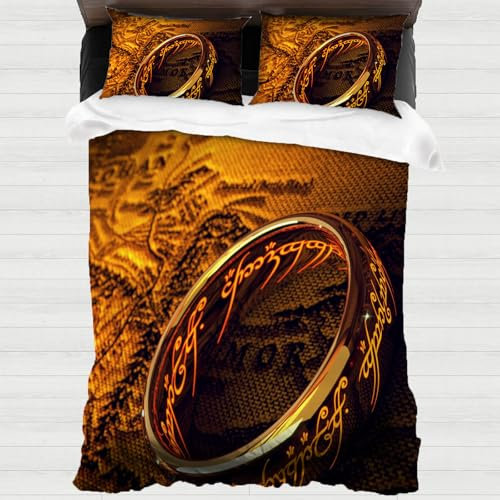 XYOK Der Herr der Ringe Bettwäsche 135x200cm & Kissenbezug 80x80cm - Bettbezüge Mikrofaser, Kinder Bettwäsche-Sets Schlafzimmer dekorative Geschenke (Fanartikel)