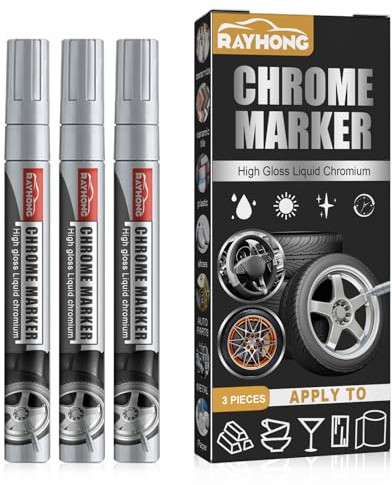 PAYFULLY 3 Stück Auto Chrom Lackstift, Auto Lackstift Silber, Chrom Marker, Metallic Stifte für Autos, Modelle, DIY Handwerk