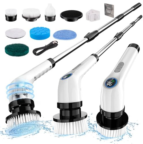 Verdantree Brosse de Nettoyage électrique pour la Maison, Brosse rotative électrique avec 7 têtes de Brosse interchangeables, pour Salle de Bain, carrelage, Baignoire, Cuisine et Voiture