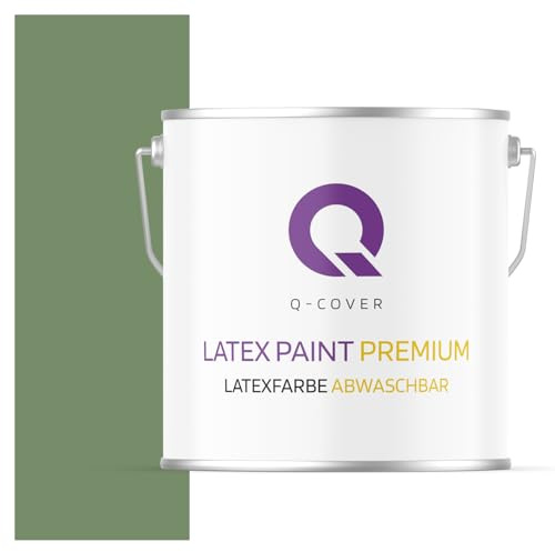 Q-COVER Latexfarbe Abwaschbar 5L (ca.35m2) Dunkelgrün Farbton Innenfarbe Wandfarbe Deckenfarbe Klasse 2 Mattfarbe Für Allergiker Scheuerfest Geruchlos Frei Von Voc