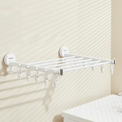 GMVVAC Perchero Plegable Perchero de Ventosa con 10 Ganchos Secador de Toallas Portátil Secador de Ropa de Viaje para Ropa Interior Exterior(Weiß)