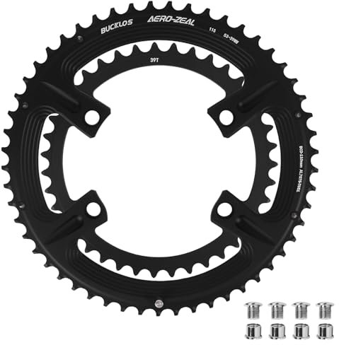 BUCKLOS 110 BCD, plato doble de aluminio 34T/36T/39T/50T/52T/53T 7075-T651 compatible con Shimano R7100/R8100/R9100/R9200/4700/5800/6800 para velocidades 10/11/12