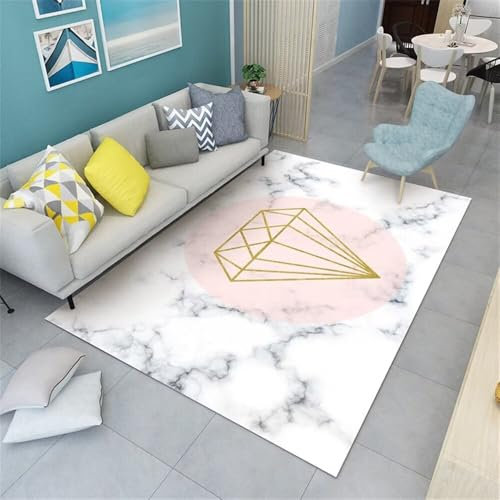 AITROMNI Tapis Eveil Bebe Fille Tapis D Eveille Bebe Décoration de Texture de Ligne Rose Grise décoration géométrique Ronde Anti-salissure Tapis D Exterieur 180X270CM