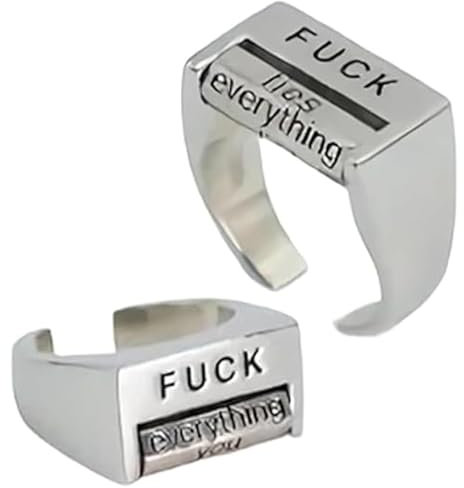 TAOXUNLOVE Funny Rotating Ring,Creative Rotatable Mood Control Ring Interactive Ring,Spoof Ring,Creative Rotatable Mood Control Ring for Men,Adjustable Fuck You Ring