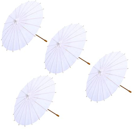 SAFIGLE 4 Stück Malen Öl Papier Regenschirm Unfertiger Regenschirm Grundschule Diy Versorgung Bastelregenschirm Selber Machen Hochzeitsdekoration Kinderschirme Weiß Gewebe