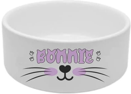 Personalised cat face, Pet Bowl for Cats and Dogs, Ceramic 18.5cm x 8cm, Feeding/Water Dog Bowl.