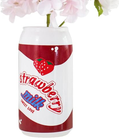 Nlrlo Keramik Vase, Cola Vase - Deko Vase Keramik - Kreative Vase für Wohnzimmer Schlafzimmer Einzigartige Zinnvase Erdbeere Kirsche Cola