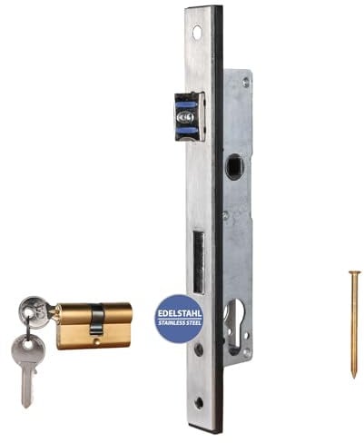 ATTAS Serrure à larder avec cylindre profilé pour portails rotatifs - Distance au canon : 35 mm - Pour porte de jardin - Serrure à cadre tubulaire - Convient pour les profilés de cadre, les tubes