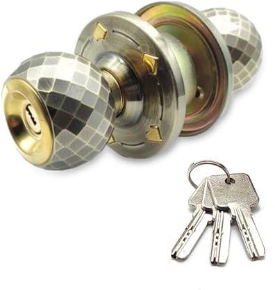 Boutons de Porte avec Serrure et Clés, Serrure de Poignée de Porte à Miroir à Bille Robuste en Alliage D'aluminium, Serrure de Porte D'entrée pour Chambre ou Salle de Bain