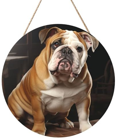 Holzkreise zum Basteln, 30,5 cm, Holzscheiben, englische Bulldogge, Holz-Türhänger, Schild, hängende runde Holzscheiben mit Bindfaden, Holzornament für Schild, Türhänger, Heimdekoration,