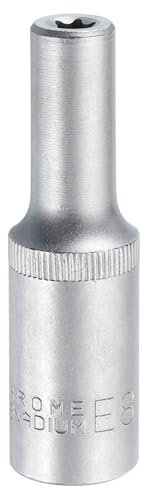 QUARKZMAN Douille E-Torx 1/2 Entraînement E8 Douille Profonde Torx Externe Cr-V Acier 6 Points Douille Spline Femelle pour Auto Réparations Entretien Maison Diy Fabrication Manuelle