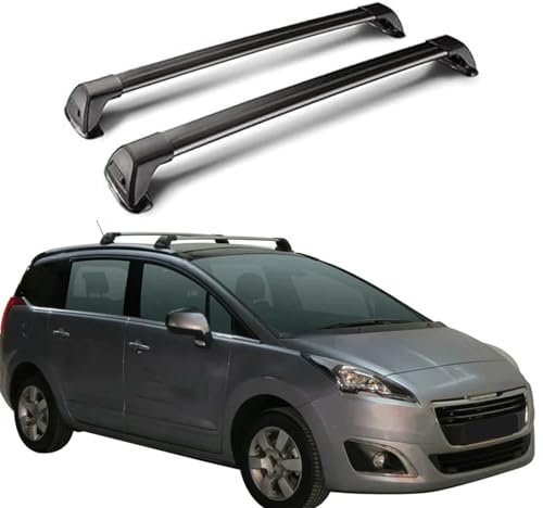 MUGONGWEI Voiture Galeries de Toit,pour Peugeot 5008 2009-2017 Barres de Toit Transversales Porte-Bagages Voiture en Alu,Barres Porte-Bagages Barre,A-Black