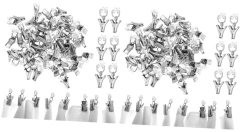 VILLCASE 2 Sätze Pullax Clip Gardinenhaken Haken Zum Aufhängen Schwere Haken Rostfrei Halter Rollen Vorhang Gardinenbügel Clips Zum Aufhängen Von Vorhängen Gardinenclips Eisen 50 Stück * 2