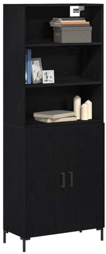 vidaXL Highboard Black Oak Wood 69.5 x 34 x 180 cm Wood-based Material