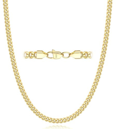 Esrael 18K Goldkette Herren Halskette für Männer 3mm Gold Kette für Männer Junge Gold Herren Kette Halsketten Schmuck Geschenke 22 Zoll