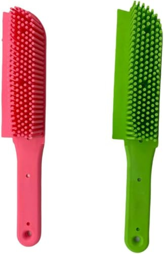 Neel Saanjh Rubber Pet Hair Remover Brush, Multi-Surface Sweeper for Furniture, Carpet, and Floor, Easy Cleaning Tool for Cat & Dog Fur, Dust, and Debris, 1PCS (Random color)