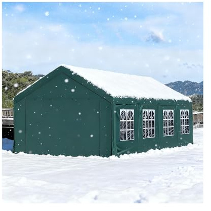 Grand Abri De Voiture en Métal avec Structure Renforcée, Vert, Résistant Aux Intempéries, pour Tracteur, Camion, Camping-Car Ou SUV(13.1x26.2x6.5 ft)