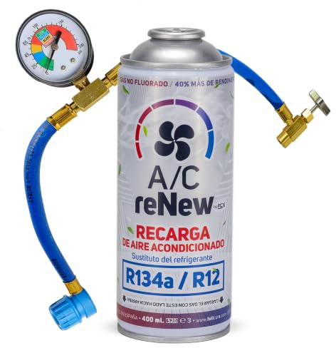 AC RENEW Kit Recharge Climatisation Voiture Remplacement R134a Cartouche Gaz Réfrigérant pour Clim, Bonbonne 220g Plus Rendiment, Naturel et écologique, Facile à Utiliser Soi Même