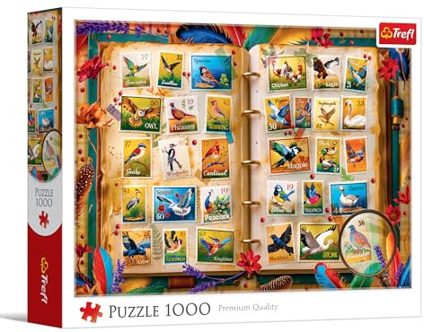 Trefl - Puzzle 1000 Teile, Briefmarkensammlung – Vogelatlas