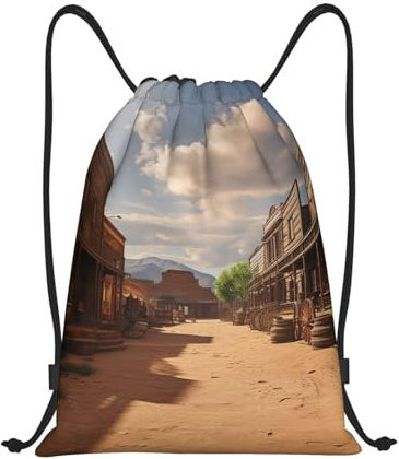 Cowboystadt Im Wilden Westen Unisex Rucksack Faltbar Sporttasche Leicht Sportbeutel Für Schwimmen Urlaub Sport