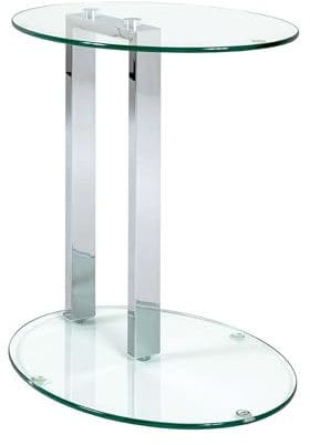 HAKU Möbel Beistelltisch chrom, Metall, Sicherheitsglas 8 mm - Maße: B 45 cm x H 50 cm x T 35 cm, Style: Modern