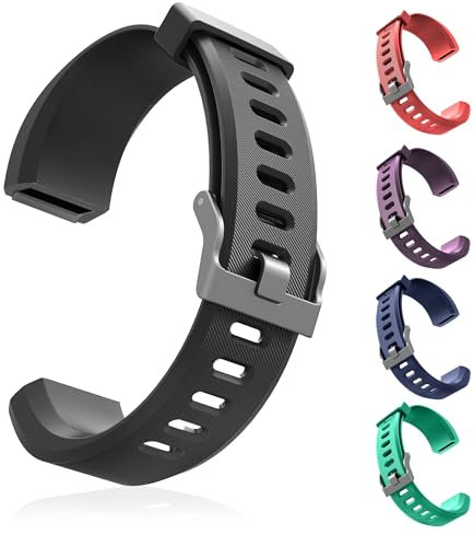 ID115 Plus HR Ersatz-Armbänder – verstellbare Ersatzbänder für Aktivitätstracker ID115 PlusHR, ID115 Plus, 5 Farben, ein Set (schwarz, rot, blau, grün, lila)