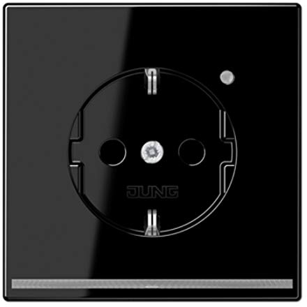 JUNG SCHUKO®-Steckdose, 16 A 250 V ~, mit LED-Orientierungslicht, SAFETY+, Thermoplast, Serie LS, schwarz