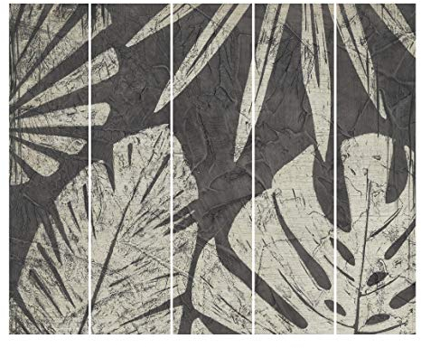 Bilderwelten Schiebegardinen Set Palmenblätter Dunkelgrau 5 Flächenvorhänge je 250x60cm Wandhalterung