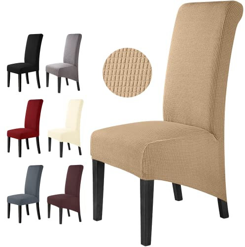 Stuhlhussen 4 Stück Elegante Stuhlbezüge Stretch Stuhlbezug Elastische Spandex XL Stuhlhussen Universal Stretchhusse Abnehmbare Waschbar Stuhlbezug für Hotel ,große Esszimmerstühle(4 Stück,Kamel)-XL