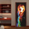 FHKGIUJAD 3D Drucken | Tür Bekleben Mit Türtapete Selbstklebend Flamme Farbe Fußball | Tür Verschönern Mit Türfolie | Türaufkleber Xxl Türbilder | Türposter Türklebefolie 77X200Cm