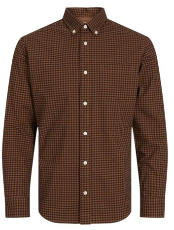 JACK & JONES Jprbrook Oxford Shirt L/S Noos, Black Onyx/Checks: Slim fit, M