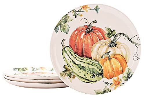 Bico Pumpkin Feast Piatti piani da 27,6 cm, set da 4, per pasta, insalata, portata principale, microonde e lavastoviglie