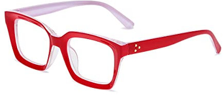 YUELUQU Klassische quadratische Brille, nicht verschreibungspflichtig, dicker Brillenrahmen für Damen und Herren, rot, Medium