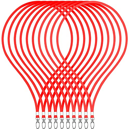 webbomb 10 Stück Schlüsselband Lanyard 360° Umhängeband 13 Farben edel glänzend mit Karabiner für Zugangskarten Ausweishalter Büro ID Karte Fahrkartenhülle Schlüsselbänder Handy Band (rot)