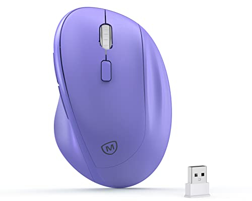Micropack Souris sans Fil Ergonomique avec dongle USB pour PC, Ordinateur Portable et Bureau - Souris Verticale avec clics Silencieux - Longue durée de Vie de la Batterie jusqu'à 1600 DPI (Pourpre)