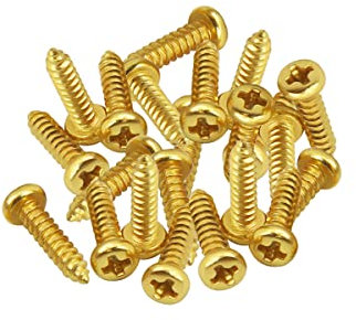 FLEOR 20pcs 2.3 * 9.5mm Screws for Guitar, Mounting Screws for Guitar Machine Heads Tuning Pegs Tuners,Gold