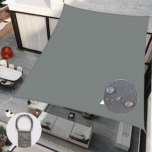 RICHIE Sun Shade Sail Rectangle 3m x 4m Waterproof, 98% UV Block Awnings for Patios with Free Rope, Sunscreen Awning Canopy, Rectangular Garden Shelter for Outdoor Garden Patio Yard Lawn, Dark grey