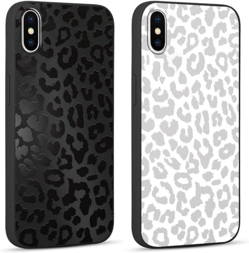 Yoedge 2 Stück HandyHülle für iPhone X/iPhone XS Hülle 5,8, Schutzhülle für iPhone XS Case 3D Leopard Muster Design Aesthetic Mädchen Junge Geschenk Weich TPU Silikon Stoßfest Cover, Schwarz